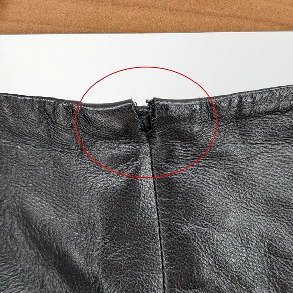 Vintage 90s y2k Leather Pants Bootcut Black Patchwork Zip Front Size 8 - Picture 5 of 9